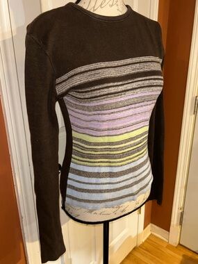 Vintage Y2K Cotton Knit Stripe Crewneck Sweater Sz Medium by Uncivilized